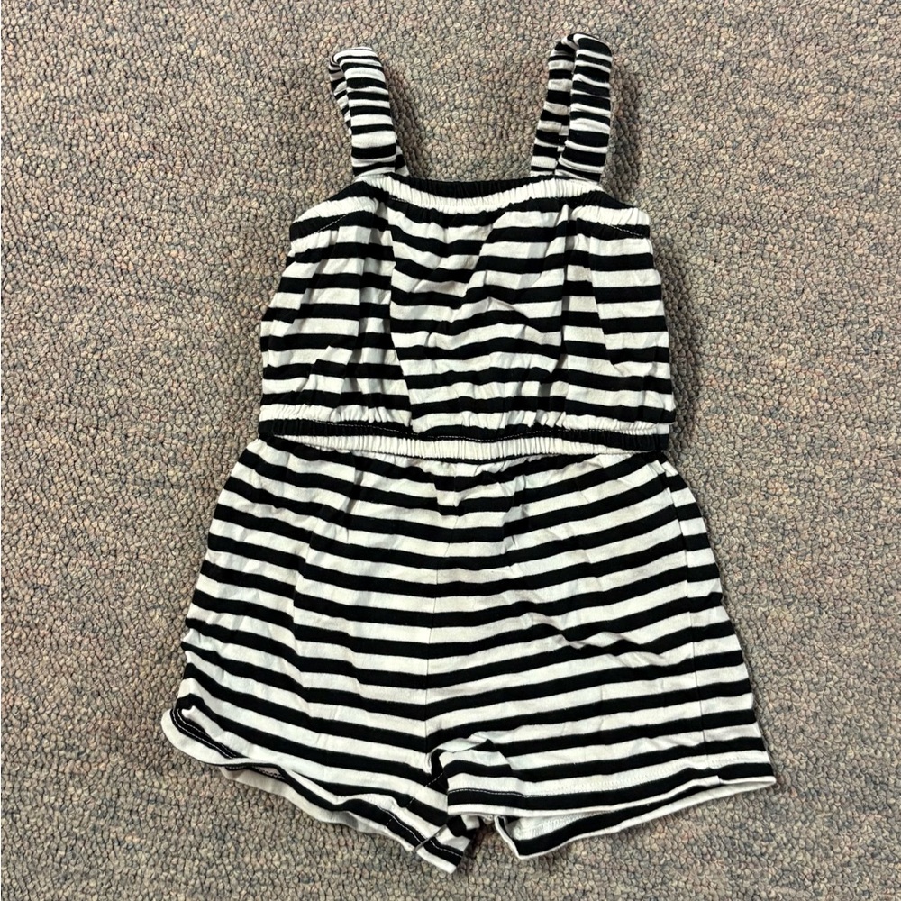 Old Navy Black and White Striped Kids Romper